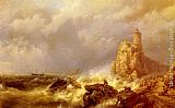 Hermanus Koekkoek Snr Canvas Paintings - A Shipwreck In Stormy Seas